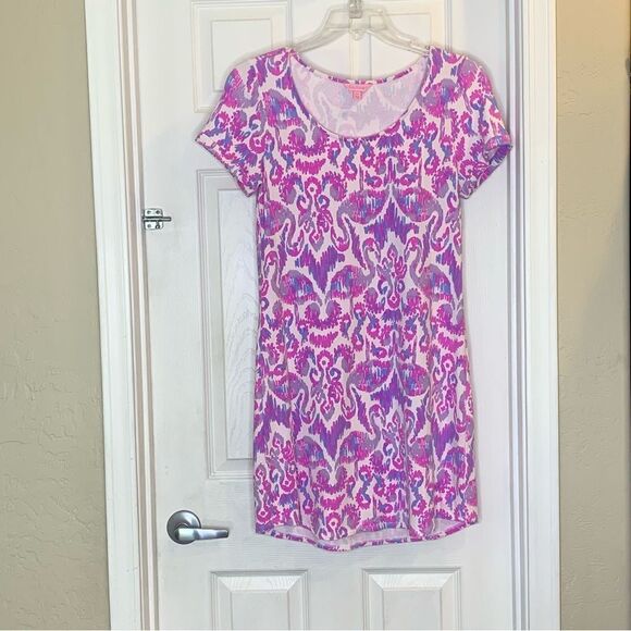 Lilly Pulitzer Tammy Dress Amethyst Beach Bathers Flamingo Size Medium - Picture 8 of 9